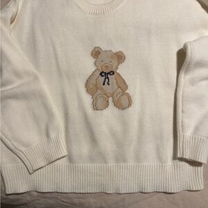 Women’s Cream Sweater with Bear Design